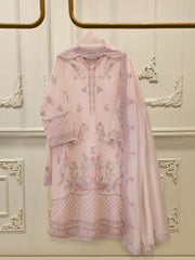 3 Piece - Pure Embroidered Cotton Net Suit S113165