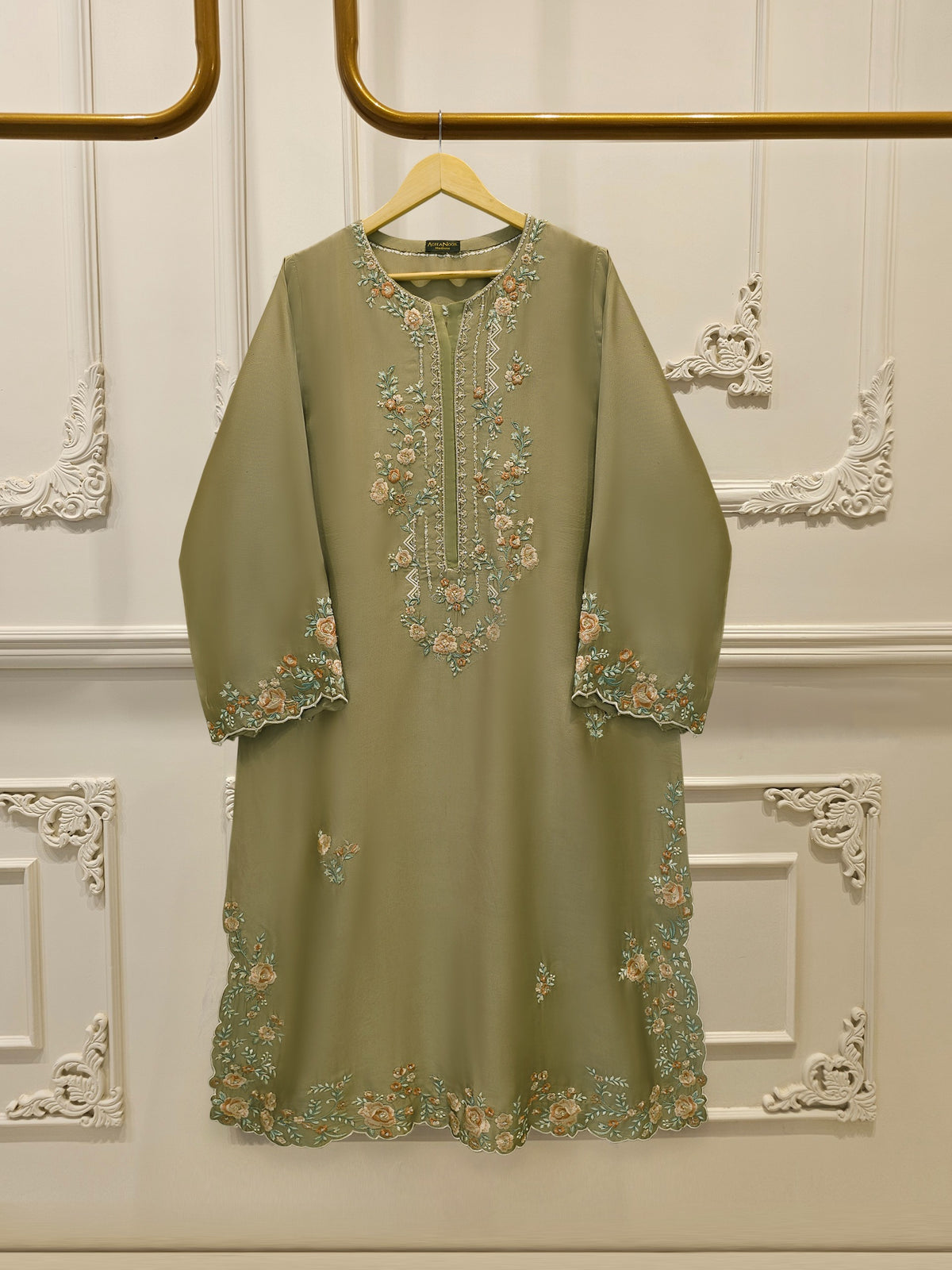 Pure Embroidered Sheesha Silk Shirt S113139