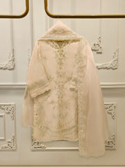 3 Piece - Pure Organza Embroidered Suit S113262