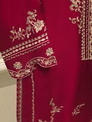 3 Piece- Pure Sheesha Silk Embroidered Suit S113443