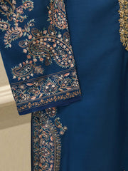 3 Piece- Pure Khadi Silk Embroidered Suit S113495