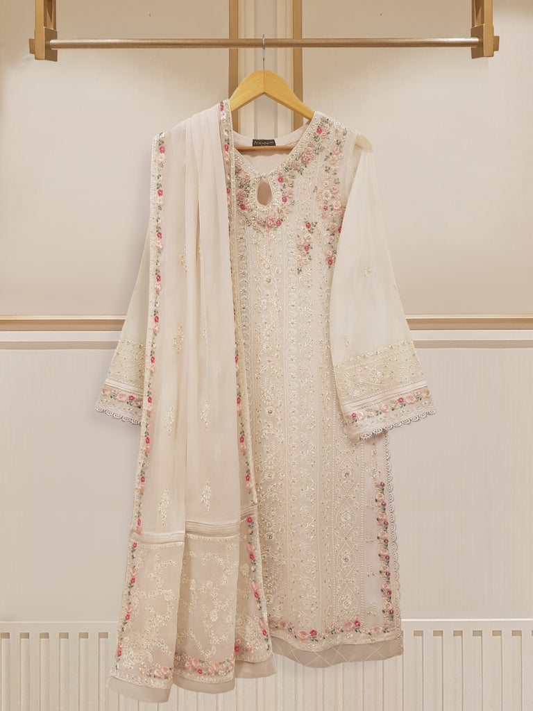 3 Piece - Embroidered Chiffon Suit S108342