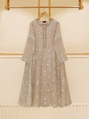 3 Piece - Pure Cotton Net Embroidered Frock S109521