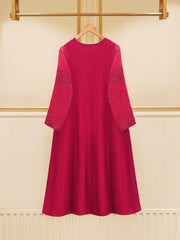 3 Piece - Pure Cotton Net Embroidered Frock S109520