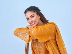 3 Piece - Pure Cotton Net Embroidered Suit S109935