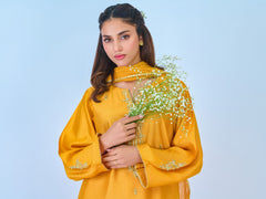 3 Piece- Pure Silk Net Embroidered Suit S109938