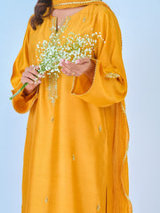 3 Piece- Pure Silk Net Embroidered Suit S109938