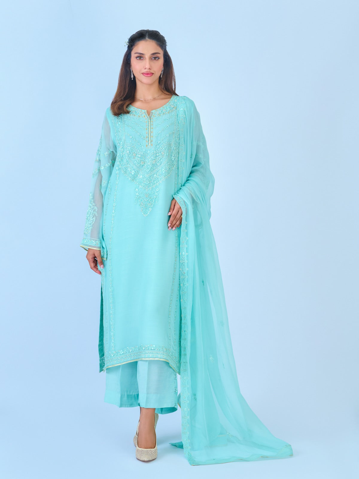 3 Piece Stitched Chiffon Suit