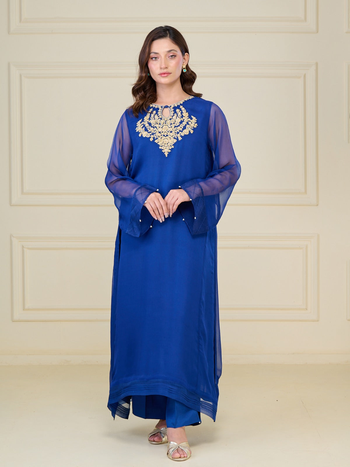 2 Piece - Embroidered Chiffon Suit S110112