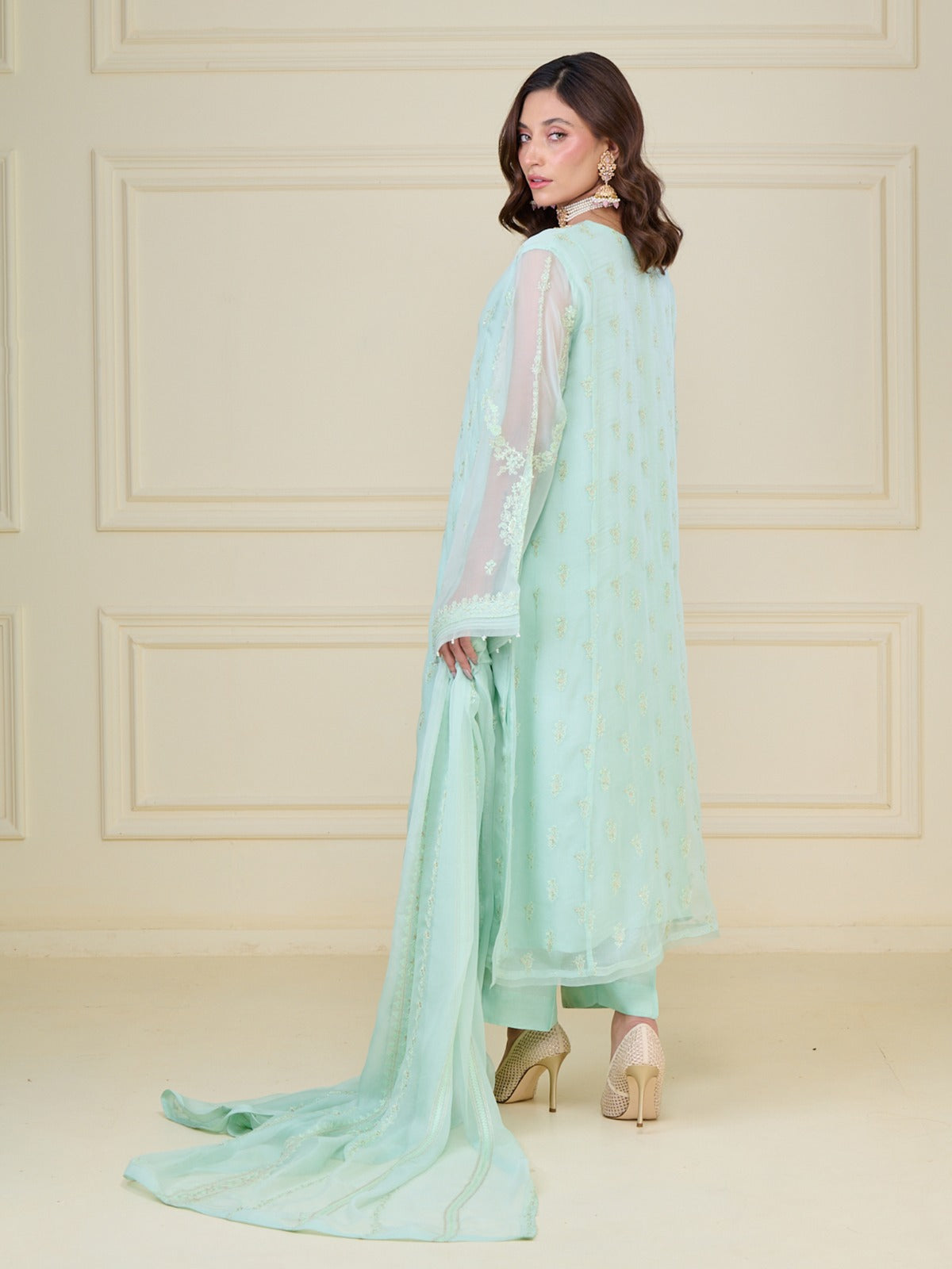 Adams Couture Pret Embroidered Chiffon 3 Piece Suit Sohrab Black