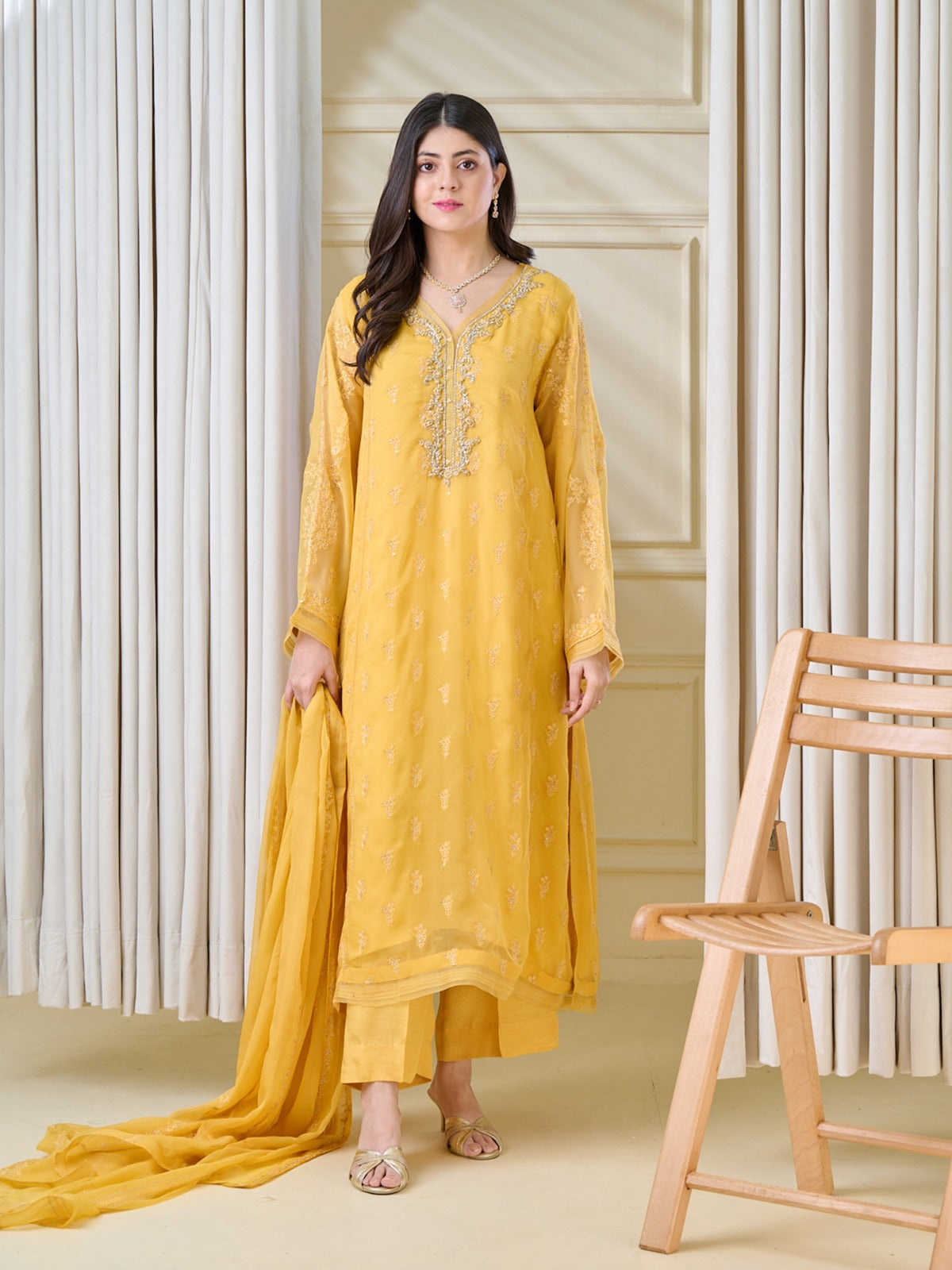 3 Piece - Embroidered Chiffon Suit S110113