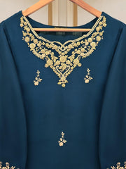 3 Piece - Pure Raw Silk Embroidered Suit S109640