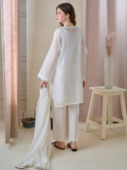 3 Piece - Pure Cotton Net Embroidered Suit S110151