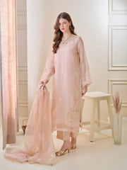3 Piece - Pure Organza Embroidered Suit S110135