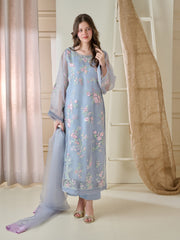 3 Piece - Pure Organza Embroidered Suit S110173