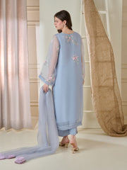 3 Piece - Pure Organza Embroidered Suit S110173