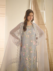 3 Piece - Pure Organza Embroidered Suit S110173