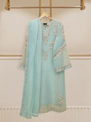 3 Piece - Pure Organza Embroidered Suit S110230