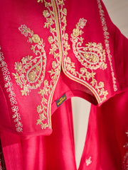 2 Piece- Pure Silk Net Embroidered Suit S110287