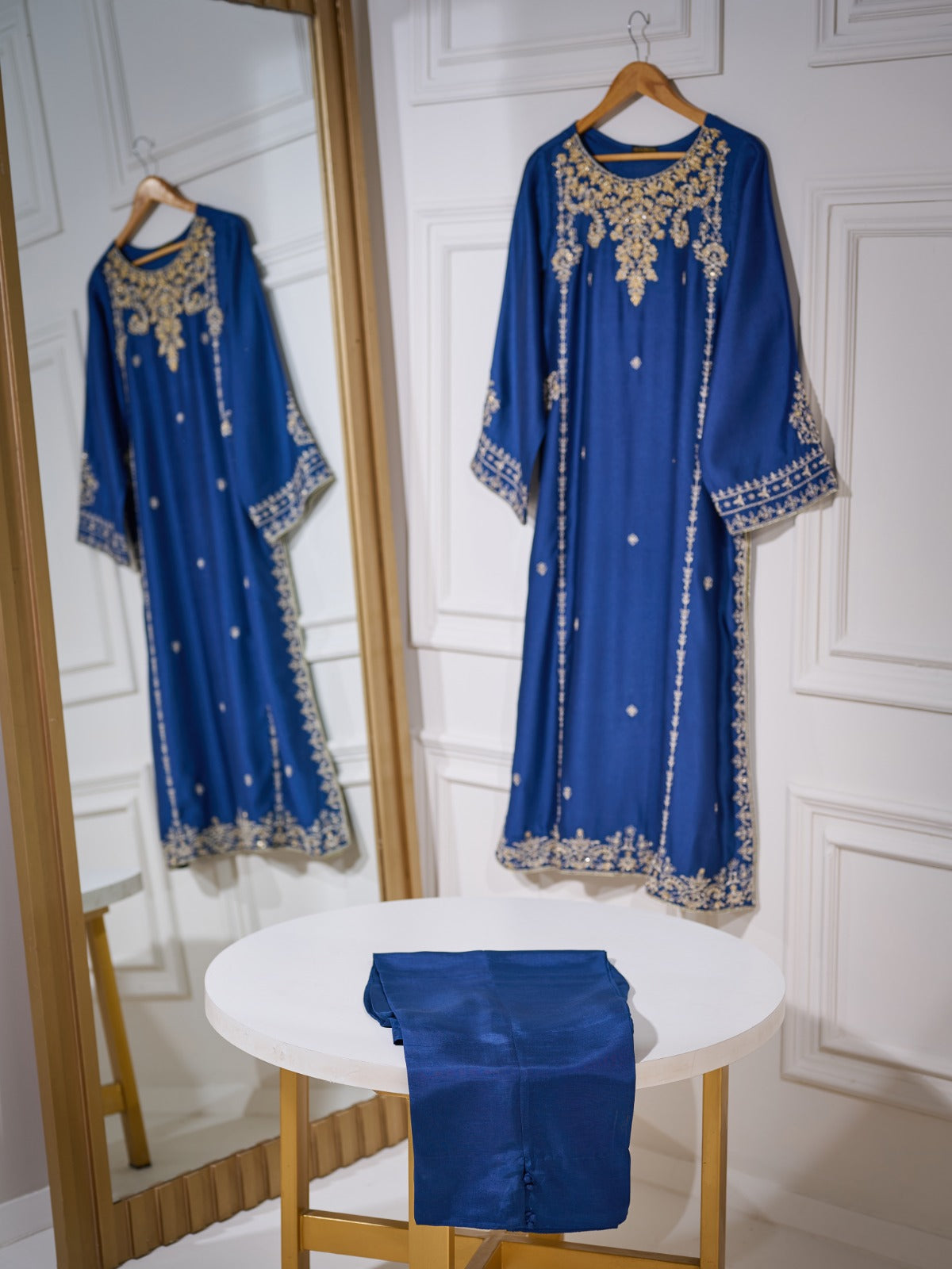 2 Piece- Pure Silk Net Embroidered Suit S110301