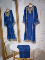 2 Piece- Pure Silk Net Embroidered Suit S110301