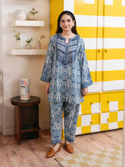 2 Piece - Digital Printed Embroidered Cambric Suit S110430