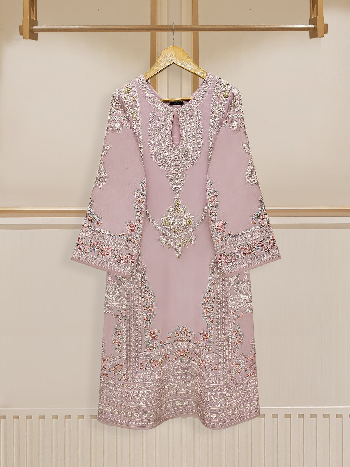 2 Piece- Pure Silk Net Embroidered Suit S110428