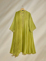 3 Piece- Pure Silk Net Embroidered Suit S110462