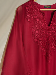 2 Piece - Pure Cotton Net Embroidered Suit S110467