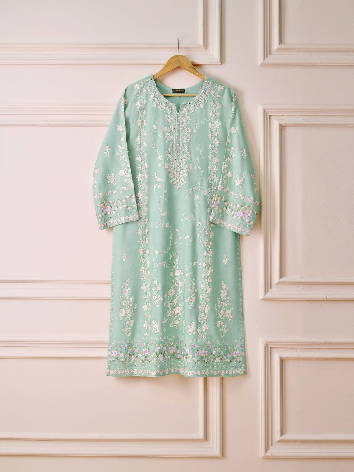 2 Piece- Pure Silk Net Embroidered Suit S110486