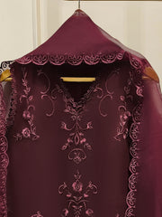 3 Piece - Pure Cotton Net Embroidered Suit S111793
