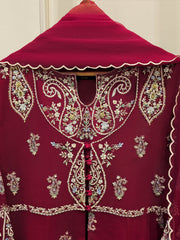 3 Piece - Pure Chiffon Embroidered Frock S111814