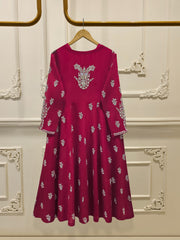 3 Piece - Pure Chiffon Embroidered Frock S111814
