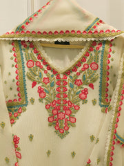 3 Piece - Pure Embroidered Cotton Net Suit S112187