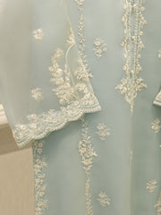 3 Piece - Pure Organza Embroidered Suit S112447