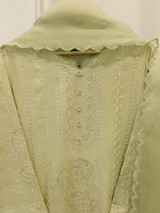 3 Piece-  Pure Embroidered Sheesha Silk Suit S112570