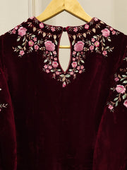 3 Piece - Embroidered Velvet Suit S112849