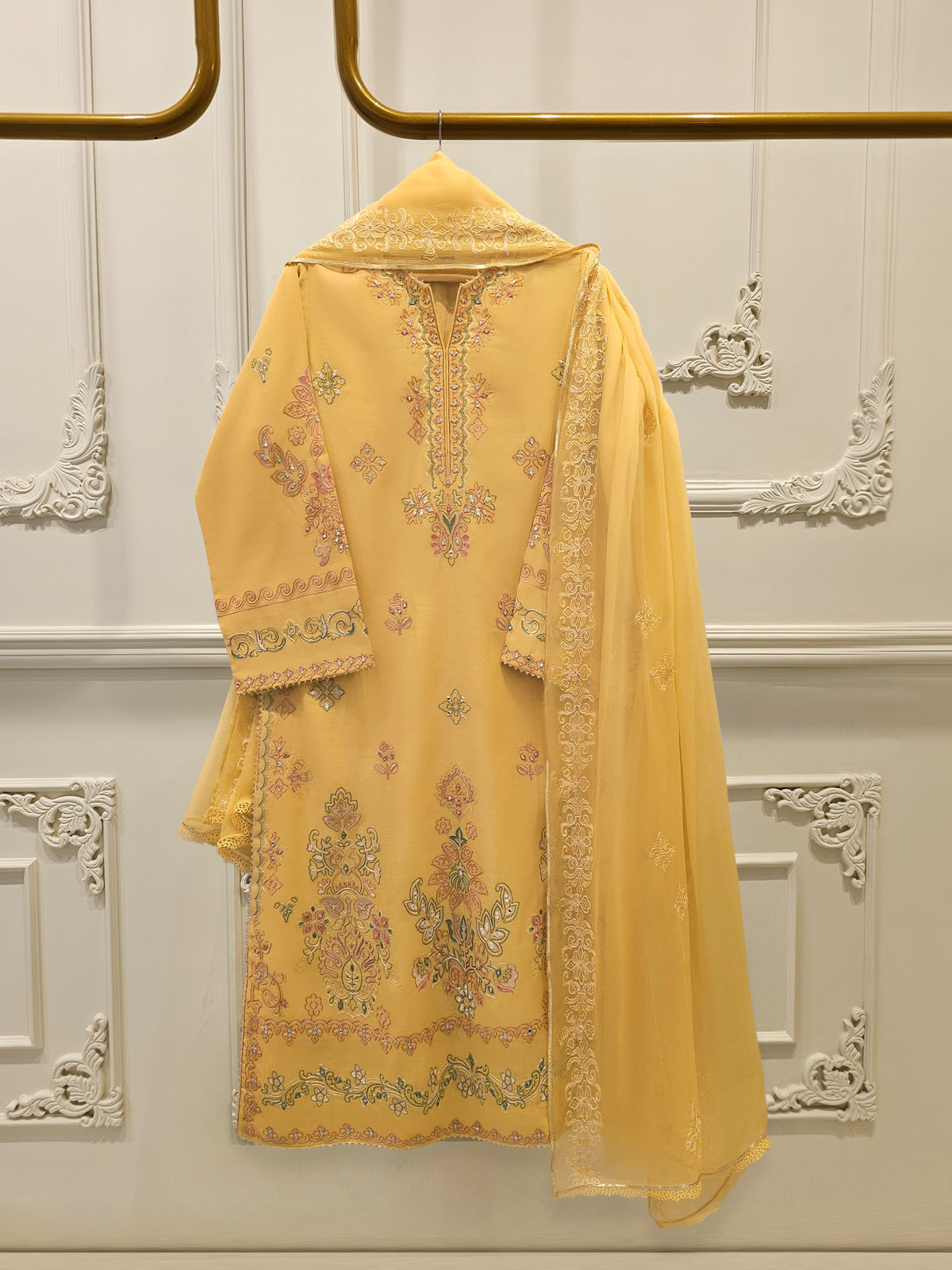 3 Piece - Embroidered Kora Cotton Suit  S112819