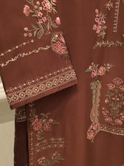 3 Piece-  Pure Embroidered Sheesha Silk Suit S112858