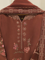 3 Piece-  Pure Embroidered Sheesha Silk Suit S112858