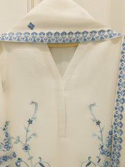 3 Piece - Pure Embroidered Cotton Net Suit S112942