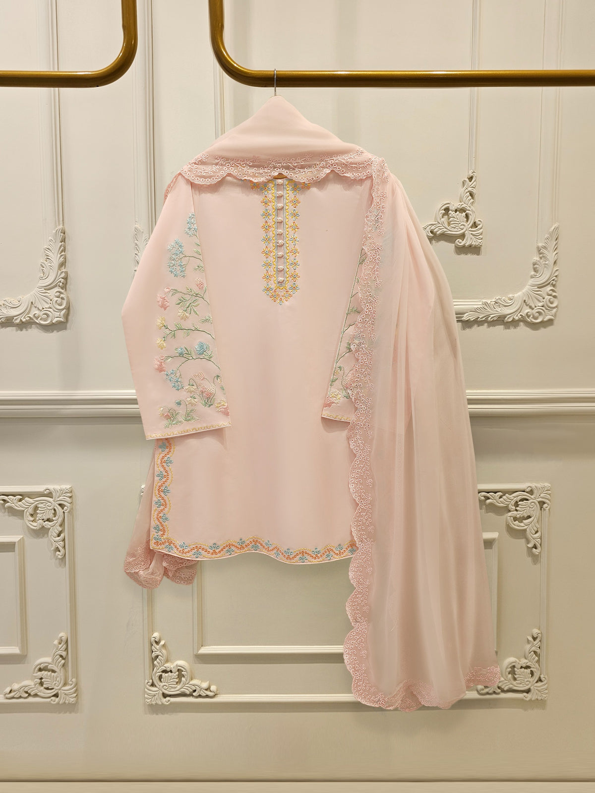 2 Piece - Embroidered Cambric Suit  S113008