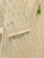 3 Piece - Hand Block Printed Kora Cotton Suit  S113075