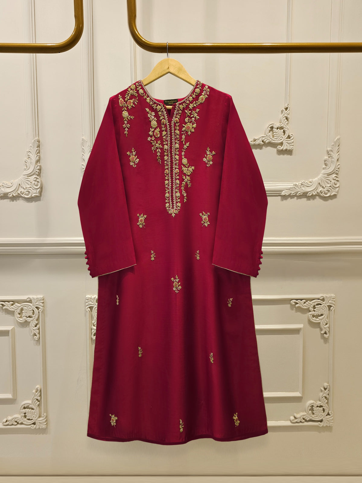 Pure Embroidered Sheesha Silk Shirt S113057