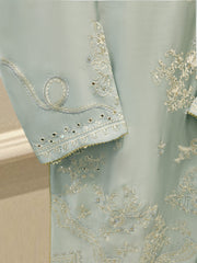 3 Piece- Pure Sheesha Silk Embroidered Suit S113069