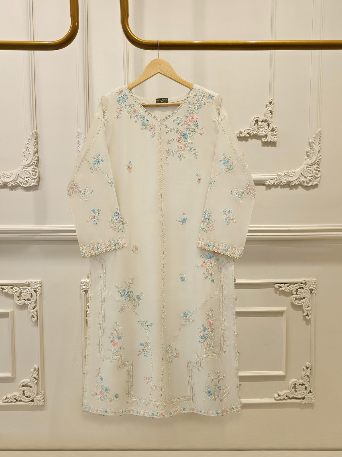 Pure Embroidered Sheesha Silk Shirt S113076