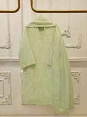 (Unstitched) 3 Piece - Pure Embroidered Cotton Net Suit S113610