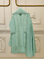 3 Piece - Pure Embroidered Cotton Net Suit S113911