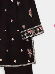 (Kids) 2 Piece - Embroidered Cotton Net Suit KD095