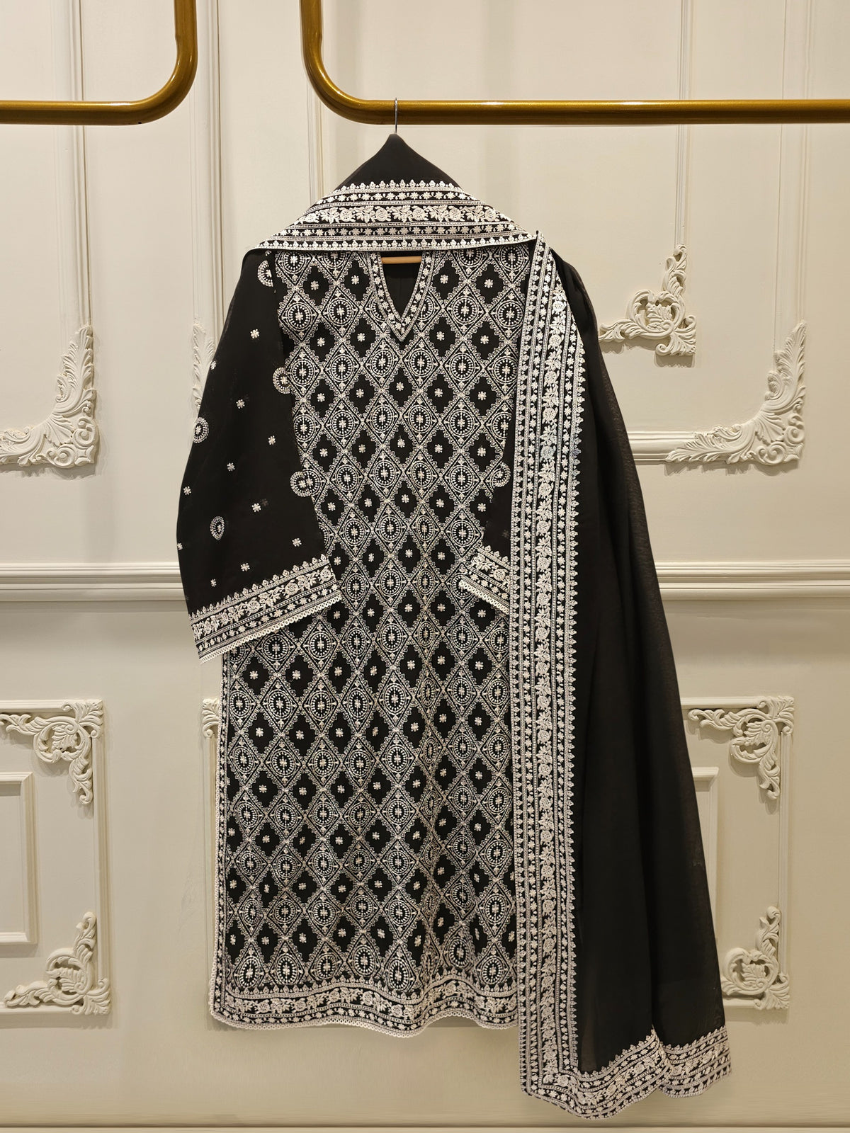 (Unstitched) 3 Piece - Pure Embroidered Cotton Net Suit S113920